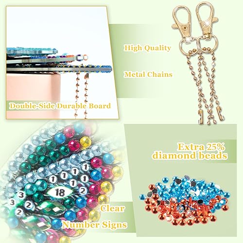 Miniatura 3 de Sonsage Juego de 5 llaveros de pintura de diamante para adultos, niños, pájaros, llaveros de doble cara, arte de diamante, manualidades, llavero de