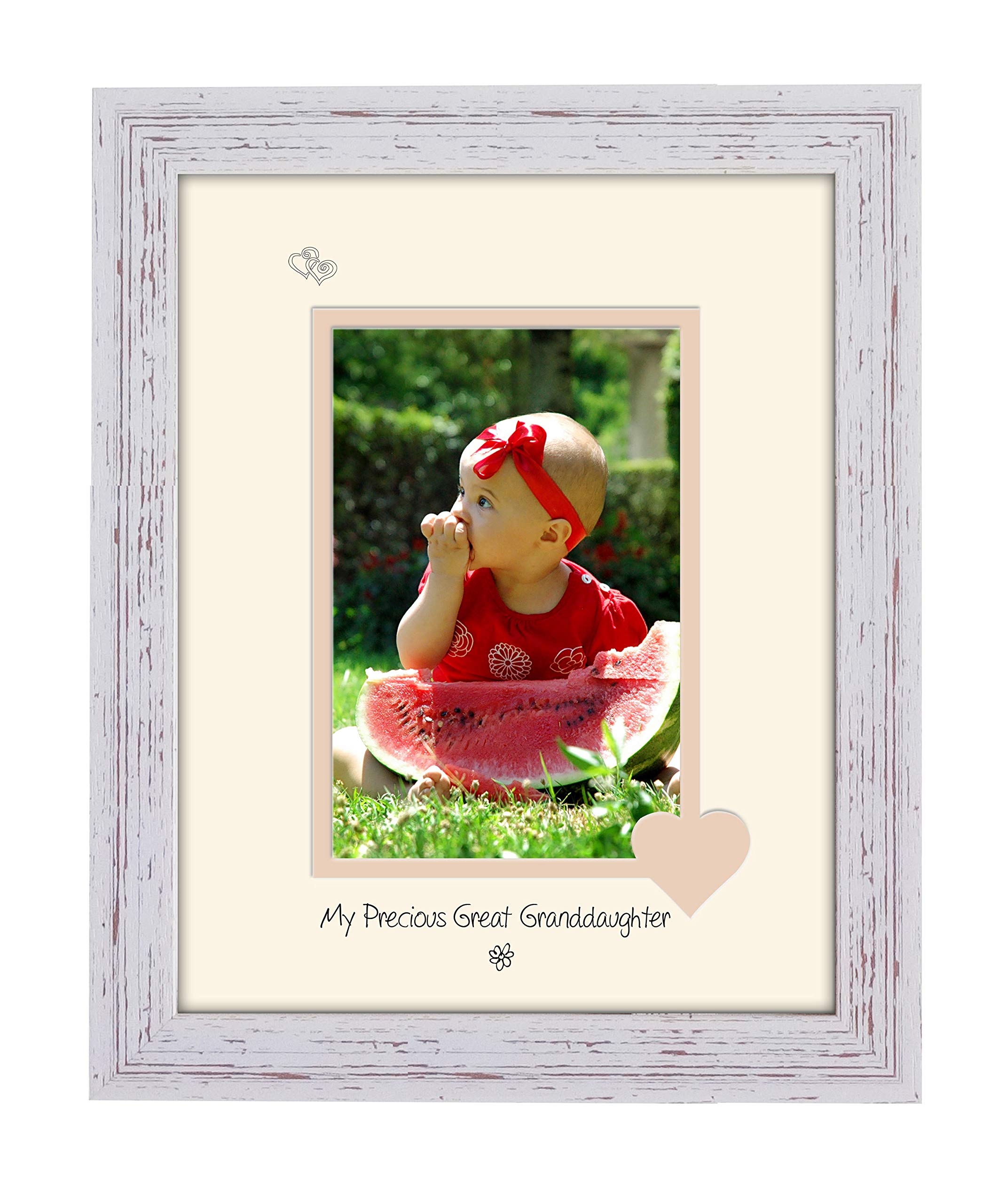 Photos In A Word Shabby Chic Frame Cream Mount Beige Inside Great Granddaughter Photo Frame My Precious Portrait Double Mounted Quality Gift 1034F (Shabby Chic Frame Cream Mount Beige Inside)