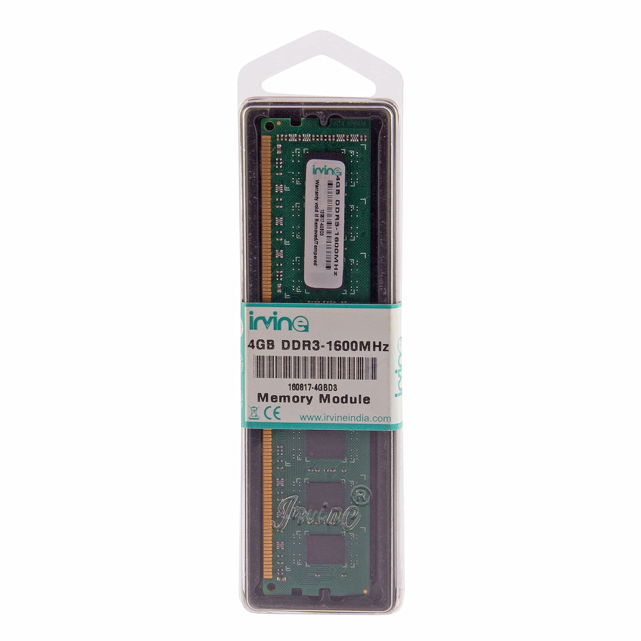 IRVINE 4GB DDR3 1600 MHz Desktop SDRAM | 240-Pin | Unbuffered UDIMM | CL-11| PC3L 12800 | 2Rx8 Dual Rank | Highly Durable Memory for Standard & Gaming Desktop PC | with 3 Years Warranty (B09G2SVJZW) Amazon Price History, Amazon Price Tracker