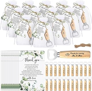 Dandat 100 Set Wedding Favors: Bottle Opener, Thank You Cards, Organza Bags & Jute Twine for Party Favors & Decoration