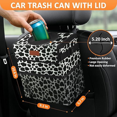 Vista 43 de Bote de basura para automóvil de 3 galones con tapa, bolsa de basura para automóvil, impermeable, a prueba de fugas, color negro floral