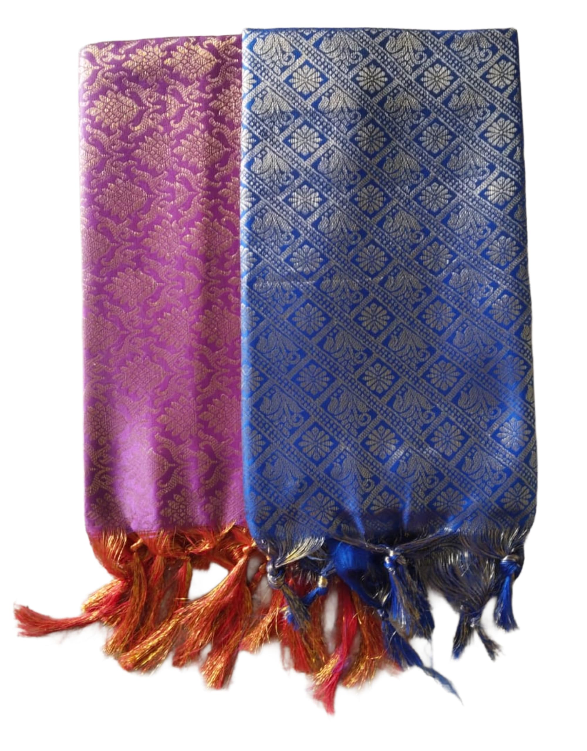 Magenta (Rani Pink) Single Zari Swagat Shawl Pack of 2-image-36