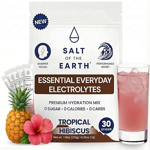 Miniatura 12 de Salt of The Earth - Polvo de electrolitos premium sin azúcar - Hecho con sal rosa del Himalaya - Paquetes de polvo para hidratación | Ingredientes
