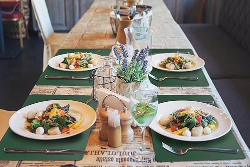 Miniatura 8 de Vinjiasin Juego de 4 manteles individuales verdes para mesa de comedor, impermeables, lavables, resistentes al calor, reversibles, fáciles de