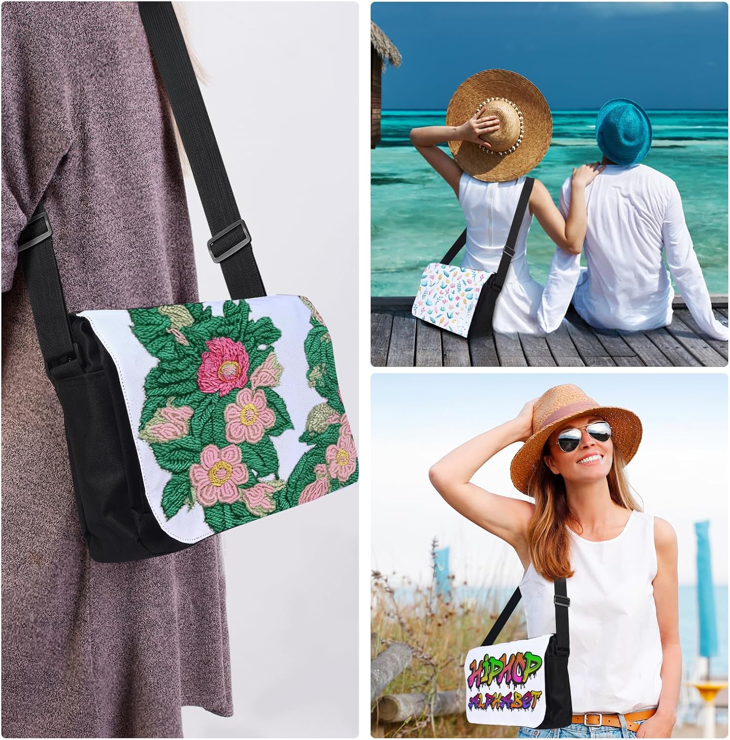 Sublimation Blanks Crossbody Bag,Sublimation Messenger Bag Removable Transfer Design With Adjustable Shoulder Strap