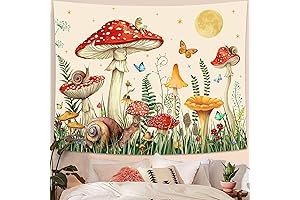 Zussun Red Mushroom Tapestry Moon Star Tapestries for Bedroom Aesthetic, Tapestry Cottagecore