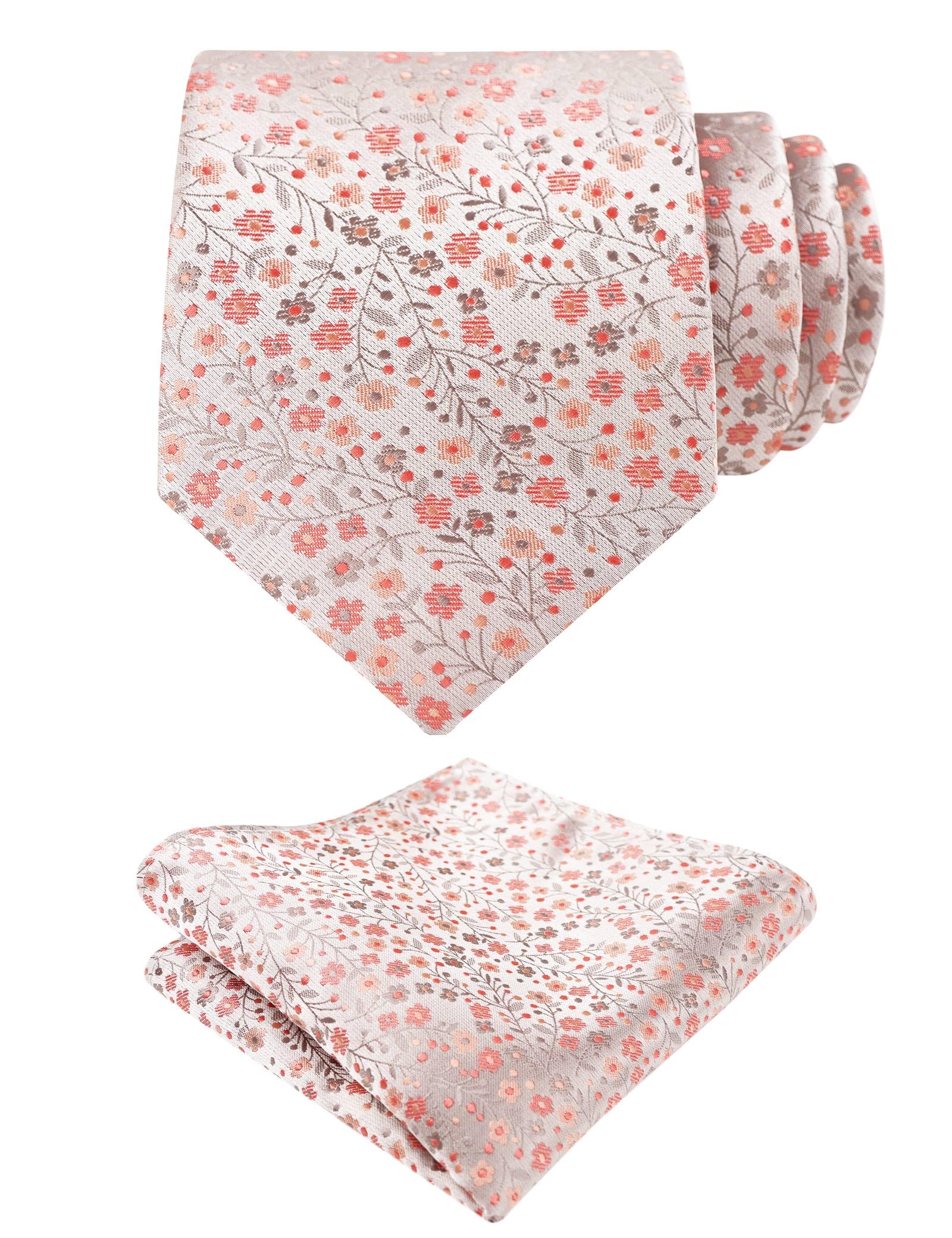 Alizeal Mens 3.15'' Floral Tie with Pocket Square