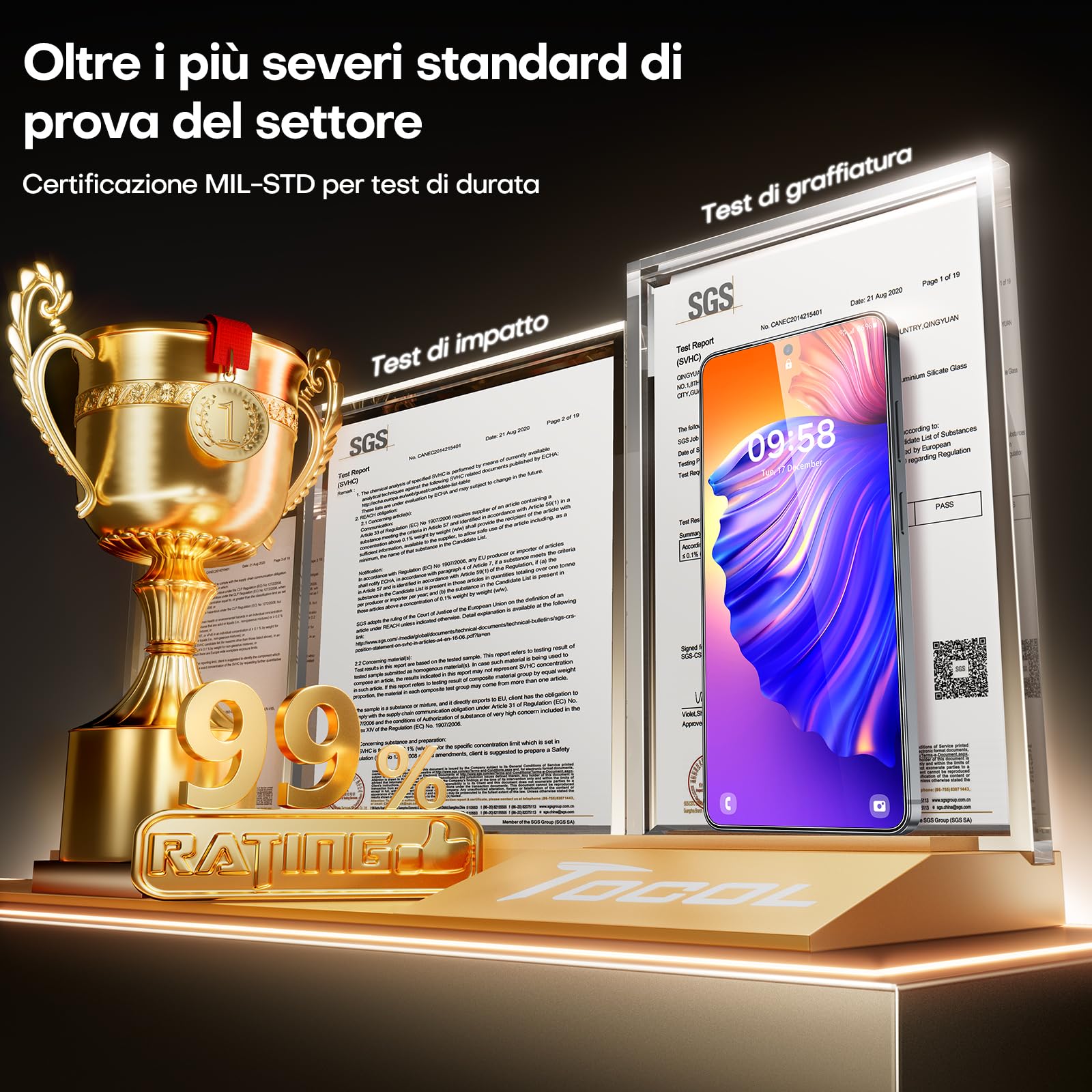 TOCOL Vetro Temperato per Samsung Galaxy S26 Ultra da 6,9 Pollici, Pellicola Protettiva Facile Installazionea, HD e Senza Bolle, Anti Graffio, Durezza 9H, Anti-Impronte, Compatibile con Cover, 2 Pezzi