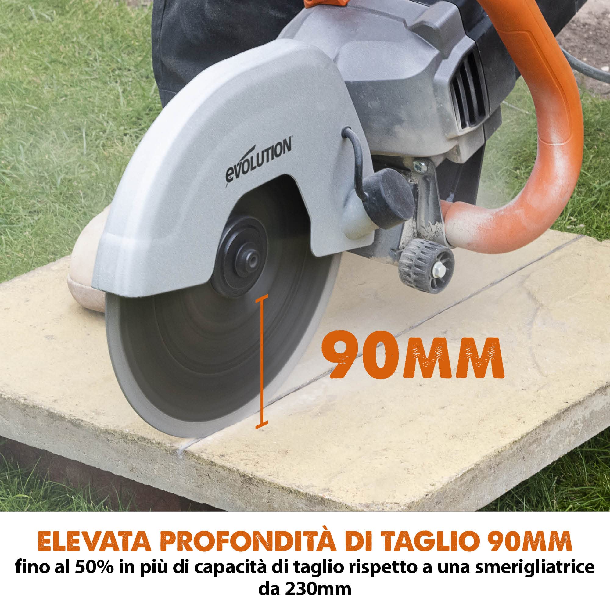 Evolution R230DCT 230 mm Sega a disco - Motore da 2.000 W, non a benzina, capacità di taglio 90 mm