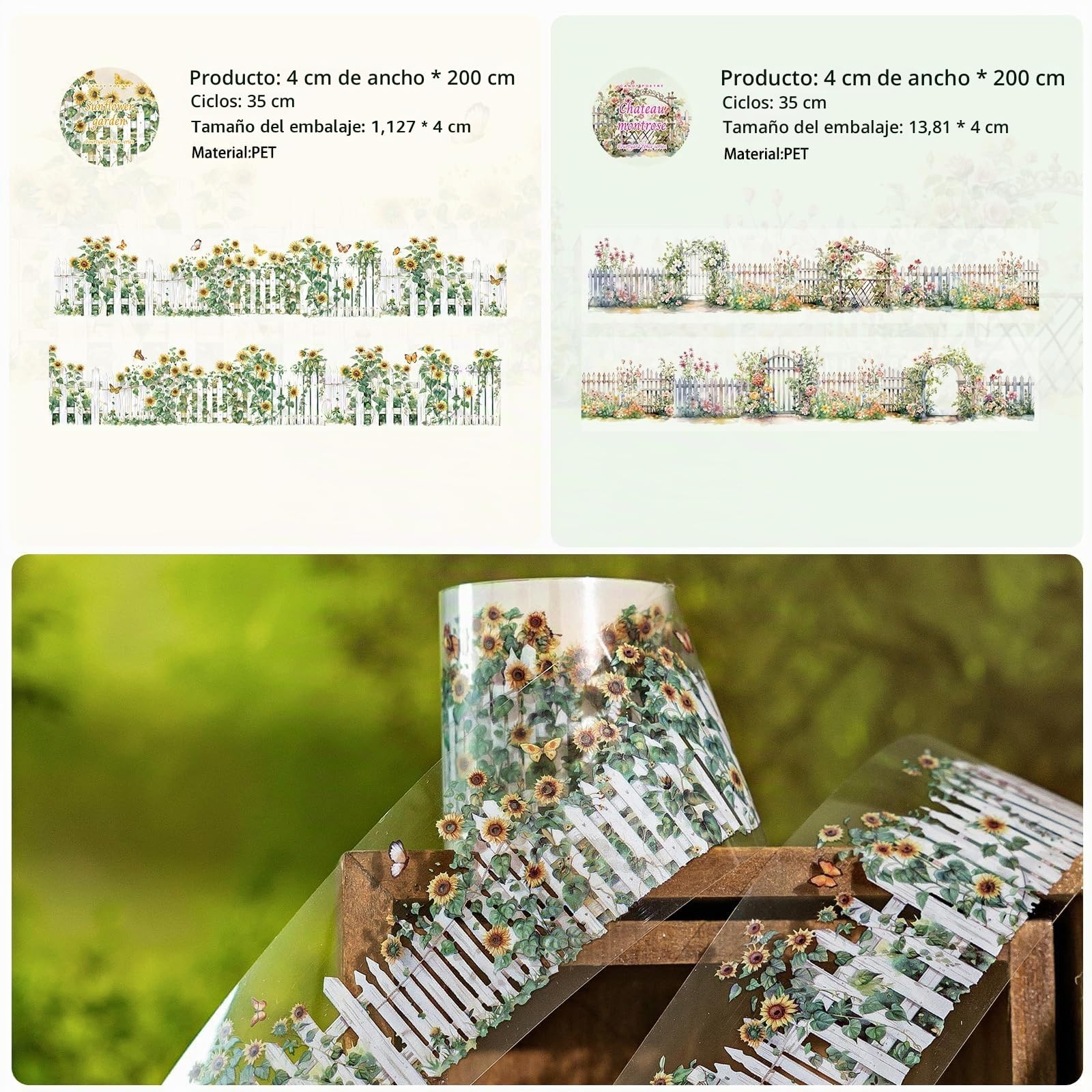 Cinta PET para diarios y scrapbooking, 6 rollos Washi Tape cinta washi decorativa pre-cortada Masking Tape para journaling bíblico, scrapbooking,Decorar Regalos de tarjetas y álbumes de fotos