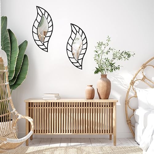 Miniatura 6 de 2 piezas de espejo de pared espejo decorativo montado en hojas espejo moderno elegante decoración de pared para entrada dormitorio sala de estar baño
