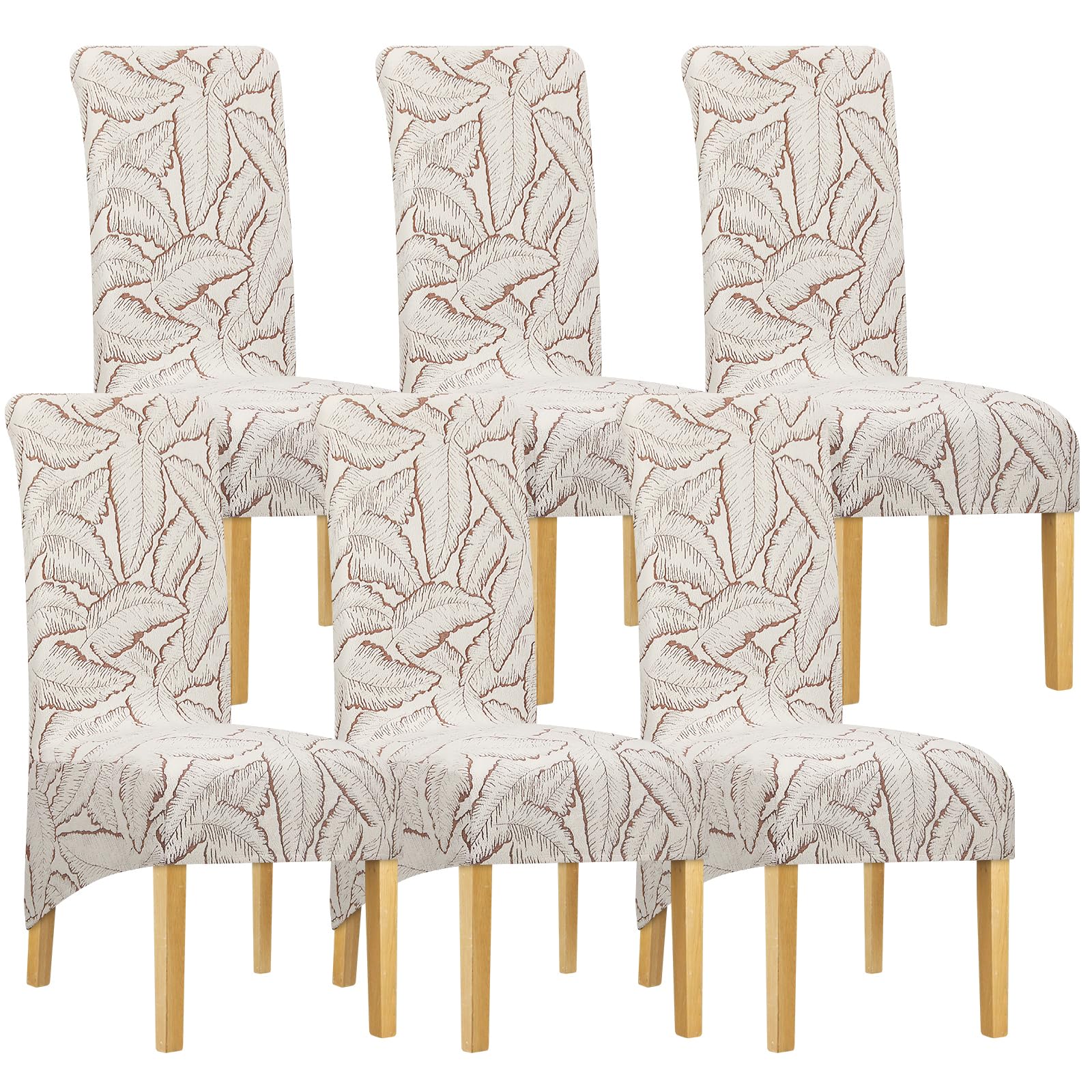 Housses de chaise de salle à manger à dossier haut en tissu épais imprimé | Lot de 6