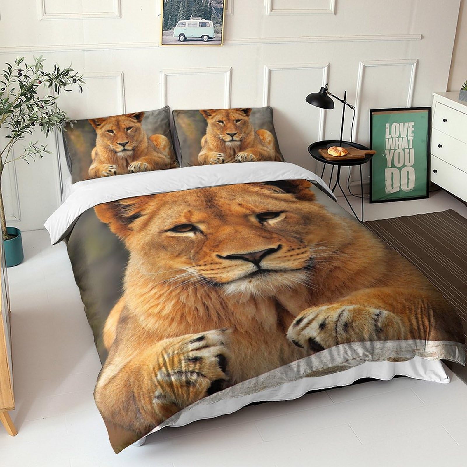 Housses de couettes microfibr anti-plis literie 220x240cm avec taies d'oreiller