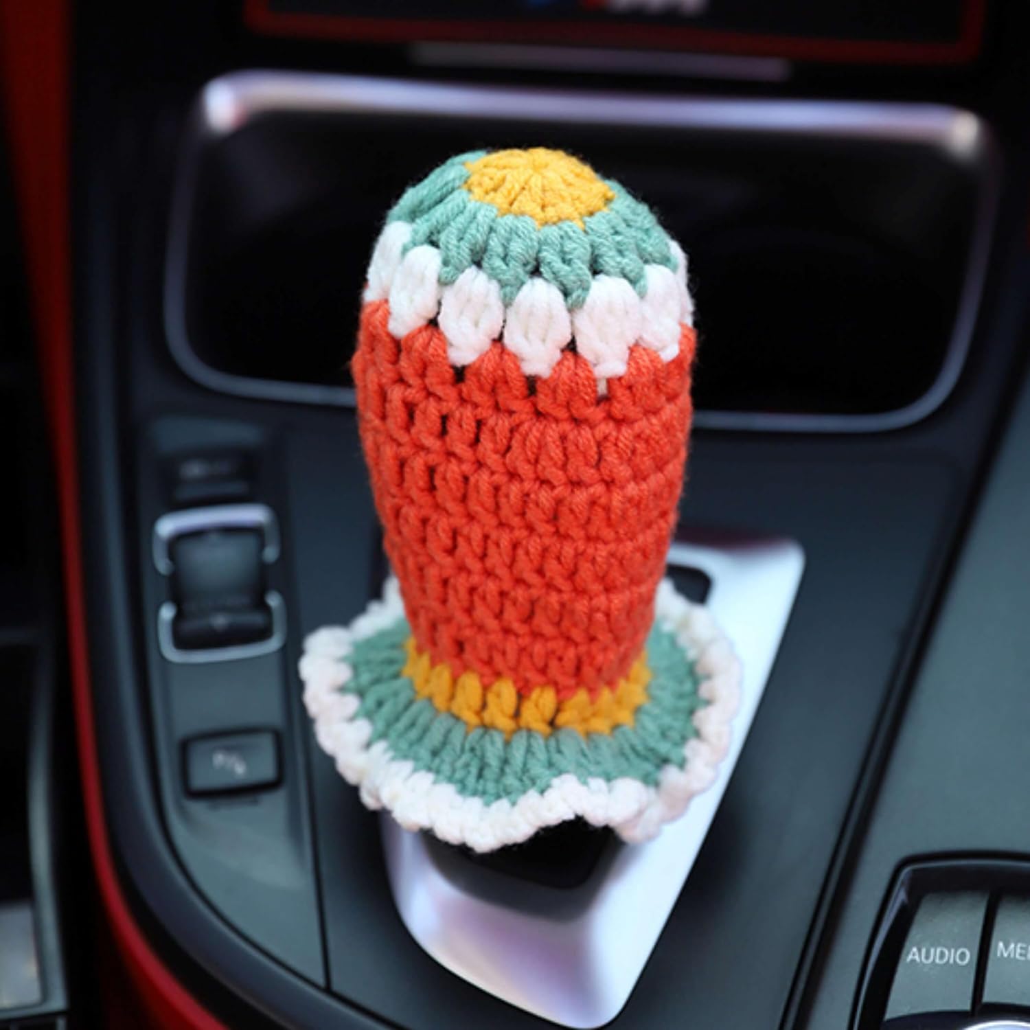 Crochet Shift Knob Cover, Universal Handmade Sunflower Boho Car Accessories for Women, Soft Shift Boots Knobs Cover Automotive Interior Fits Car Truck SUV (19#SC) image 3