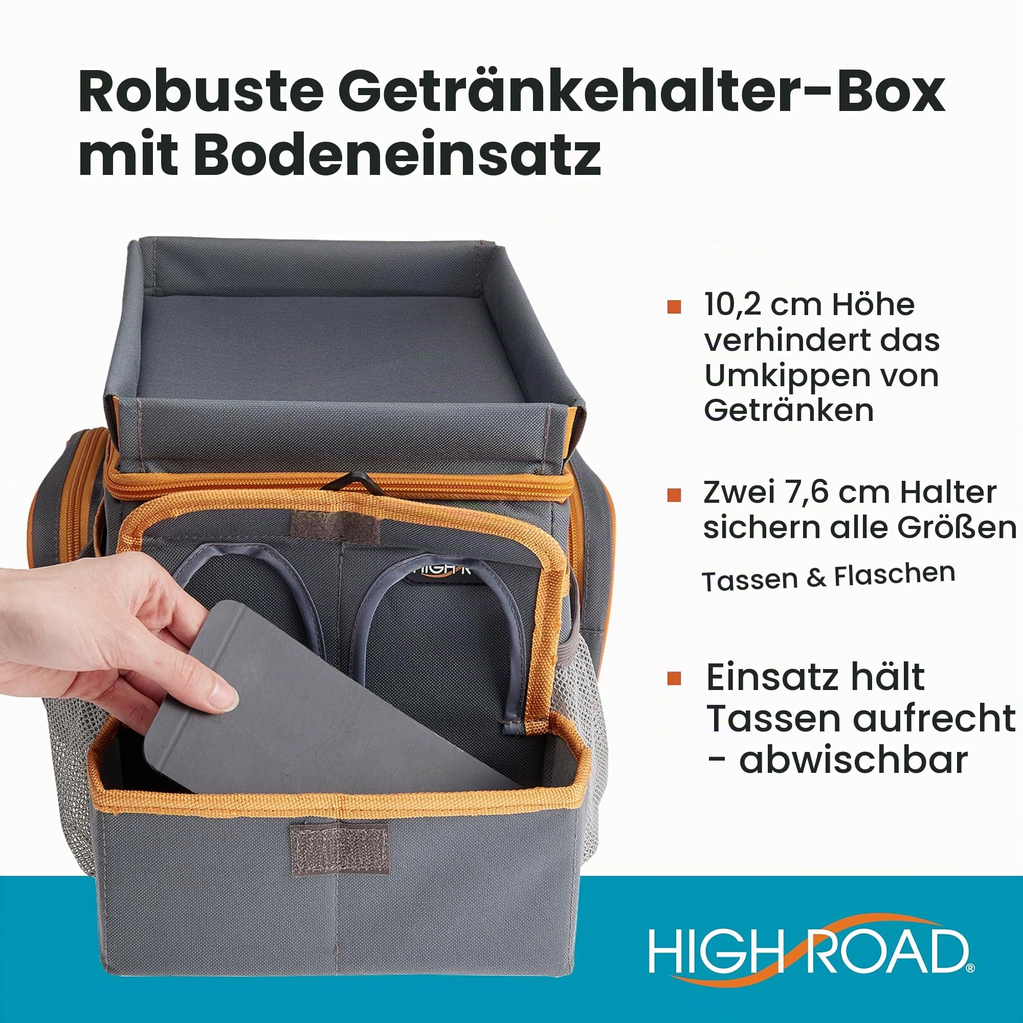 High Road CarHop Autositz-Organizer – Rücksitz-Organizer für Kinder oder Vordersitz-Organizer für Fahrer mit Getränkehaltern, Tablett, Seitentaschen und weichem Kühl- oder Ablagefach
