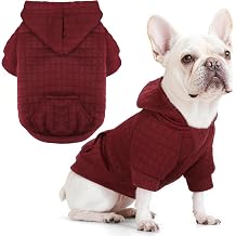 Paiaite Chihuahua Dog Hoodie with Leash Hole Pocket Sweatshirt Pet Clothes, and Gingham Sweater Coat All in One Perfect for Winter and Cool Summer Nights! Red XS