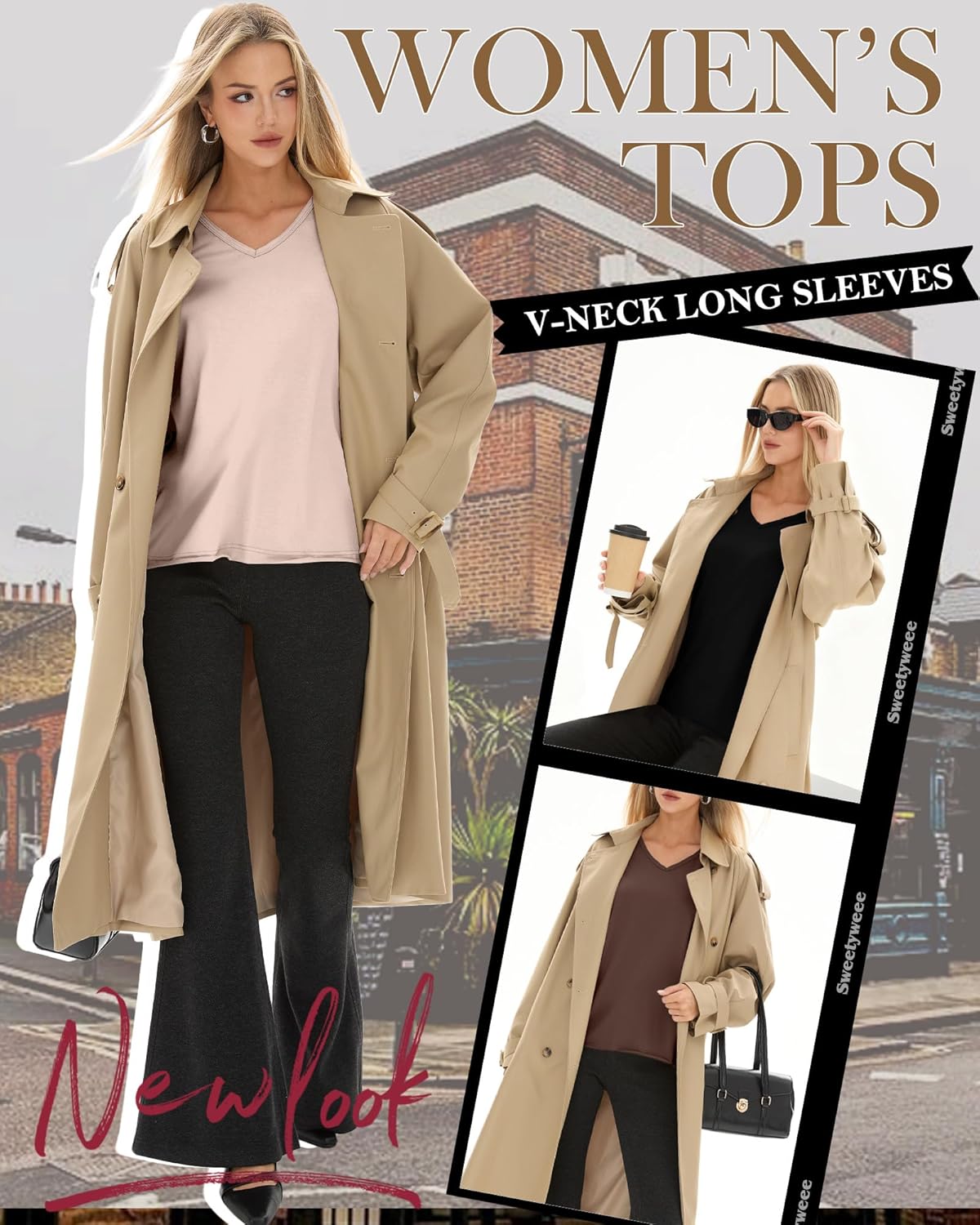 3 Pack Women's Long Sleeve Shirts Cotton V Neck Casual Tops Roll Hem Lightweight Basic Tee Soft 2026 Trendy Outfit - Image 2