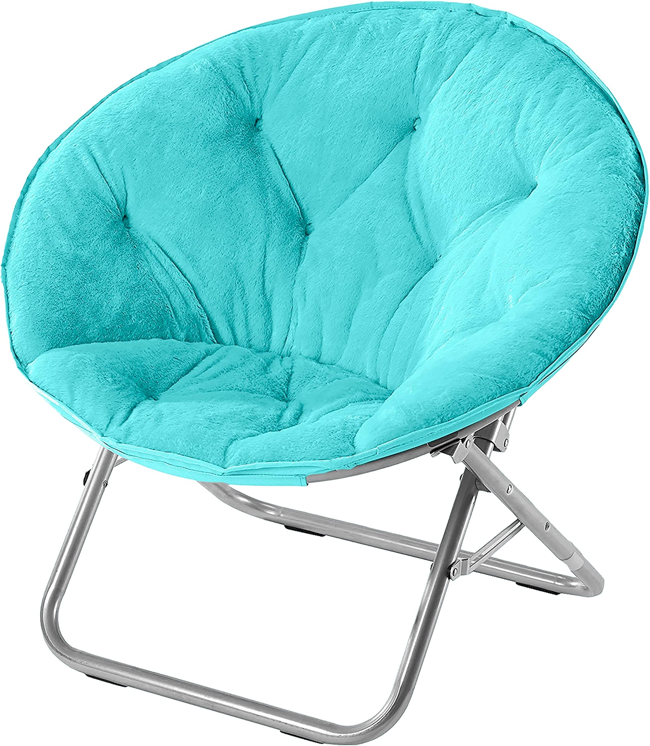 Urban Home [Brand] Soft Plush Faux Fur Round Accent Chair Modern Living Room Seating Comfortable Lightweight Elegant Aqua Blue