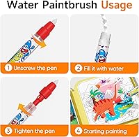 Vista 6 de Libro de Pintura Reutilizable con Agua de Timetome para Niños - Pack de 3 Libros de Acuarela Mágicos con Bolígrafo de Agua con Temas de Cuentos