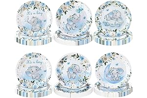 60Pcs 7 Inch Elephant Plates for Baby Shower Party
