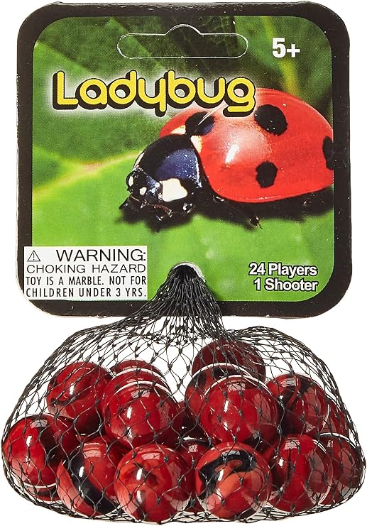 Glass Mega Marbles Ladybug Game Net Set (25 Piece)