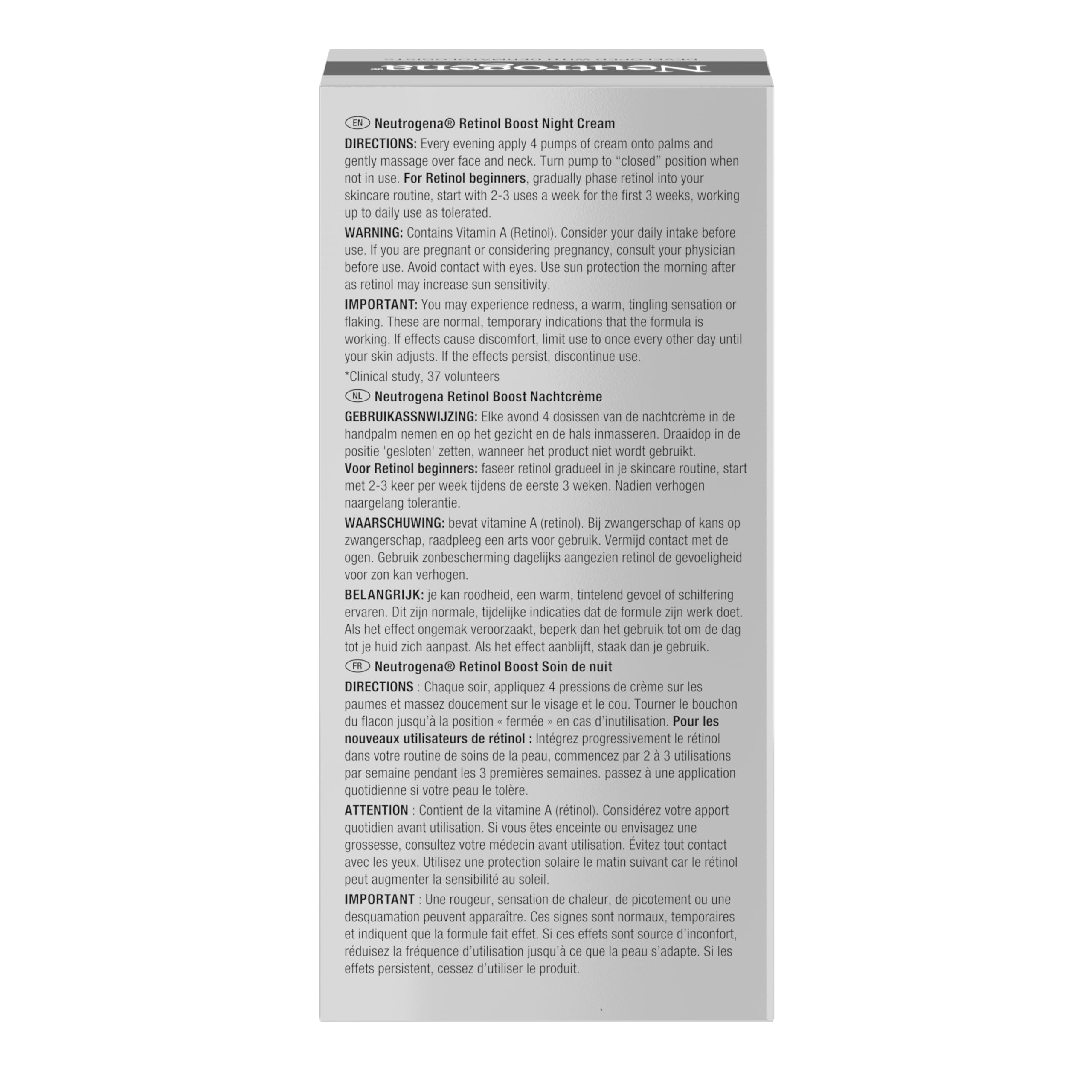 NEUTROGENA® Retinol Boost Krem na noc 50 ml, o działaniu przeciwstarzeniowym do stosowania na noc. Zwalcza widoczne oznaki starzenia się skóry: zmarszczki, brak jędrności, suchość, plamy starcze.