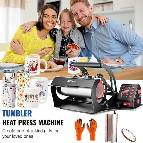 Miniatura 2 de AKEYDIY Prensa de calor para vasos de 30 onzas, 20 onzas, 16 onzas, prensa de vasos de sublimación, latas de frascos de vidrio, máquina de prensa de