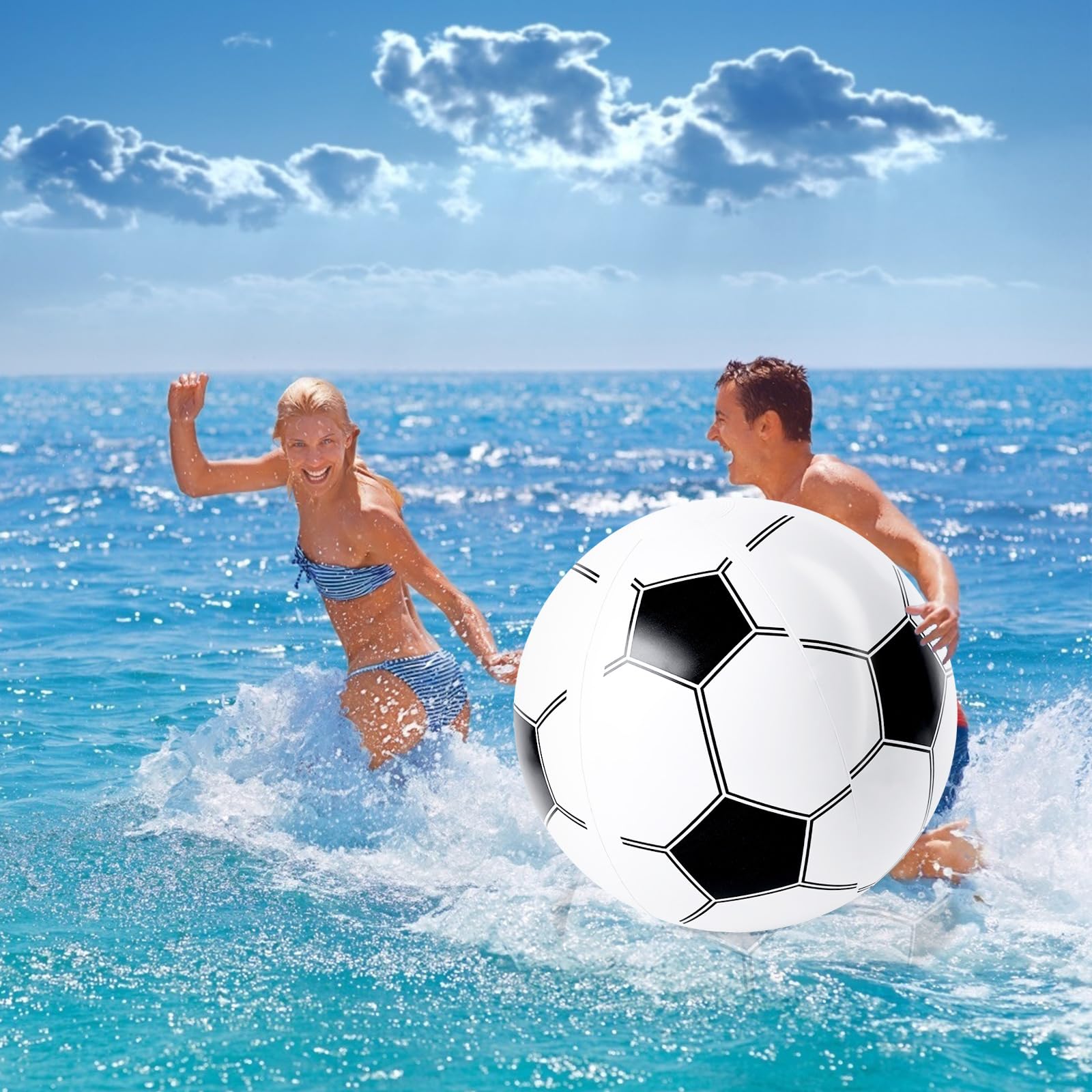 Pelota de playa de fútbol, pelota de fútbol inflable de 27 pulgadas para piscina de verano, juguete de juego de playa 5