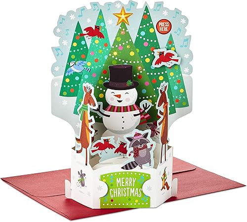 Hallmark Paper Wonder - Tarjeta de Navidad desplegable con luces y música (reproduce rockeando alrededor del árbol de Navidad)