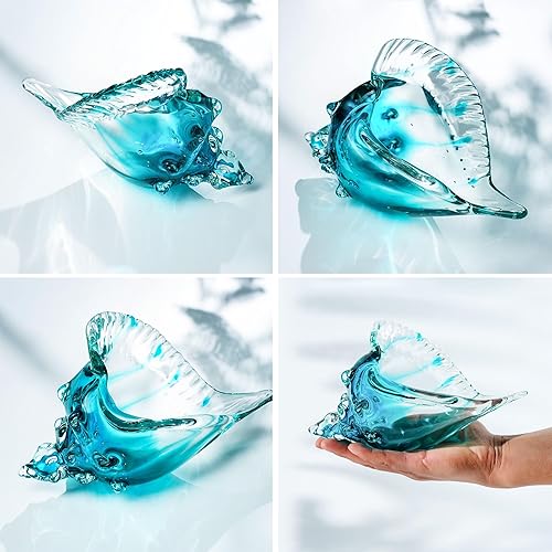 Miniatura 10 de QFkris Estatuilla de concha de vidrio soplado a mano Decoración para el hogar Arte Escultura de cristal de caracola