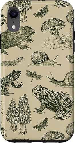 Funda para iPhone XR con hongos de rana de los años 90, vintage, oscura