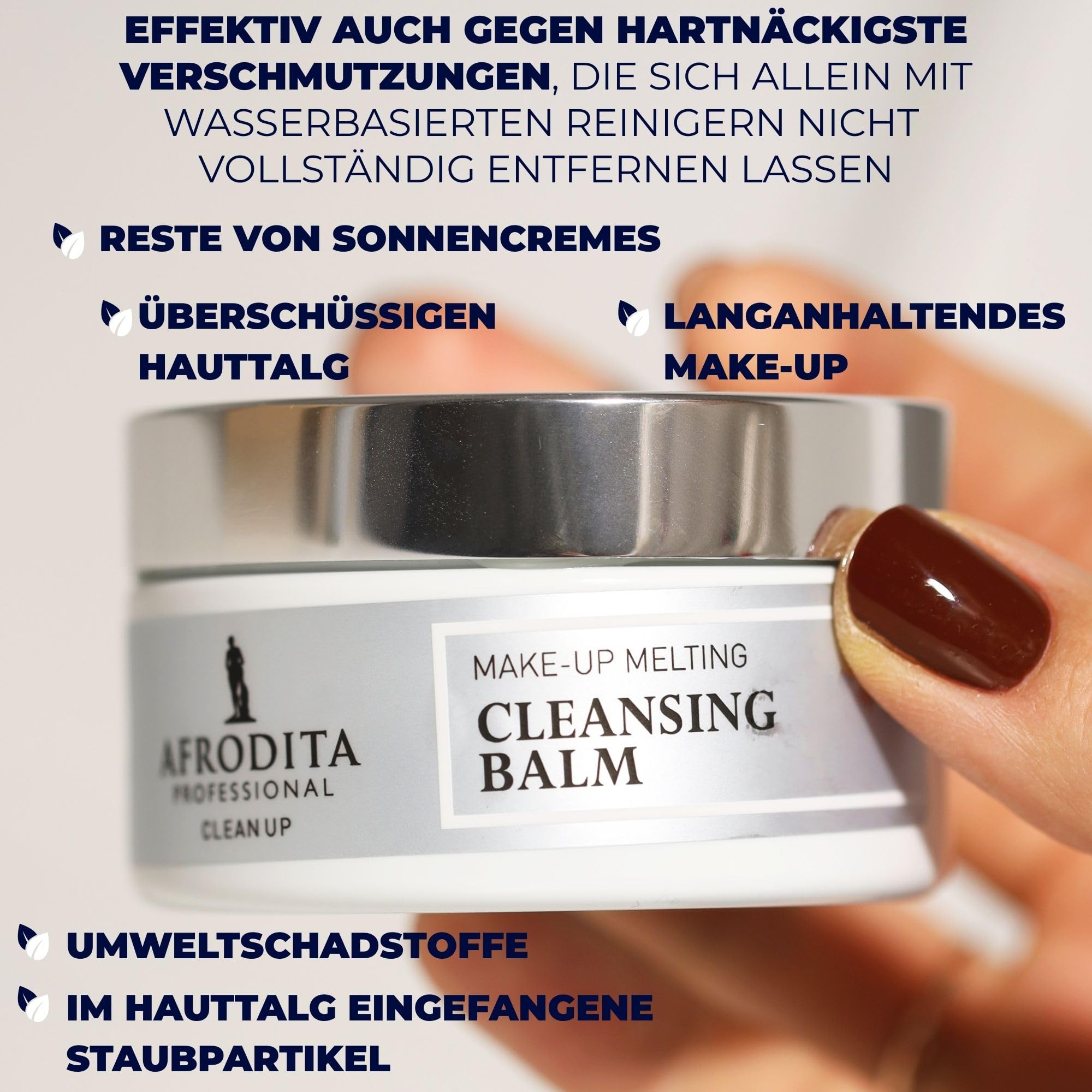 Afrodita Professional Clean Up Cleansing Balm 100 ml, Premium ölbasierter Make-up Entferner & Gesichtsreinigungsbalsam, Waterproof, mit Ceramiden Shea Butter & Kokosöl, für trockene empfindliche Haut