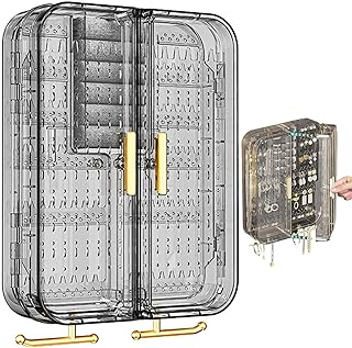 Jewelry Storage Rack - 20x25x7cm PET Transparent Wall Mounted Box, No Punch Organizer | Clear Display Case With Easy Installation, Space Saving Holder For Necklaces Bracelets Earrings Rings Home