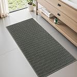 TCHDIO Chenille Tapis de bain Super Absorbant Tapis de salle de bain Non Slip Rubber Tapis de baignoire à l'appui pour salle de bains rapide Dry Salle de bain Rug Machine lavable Rug mince Fit Sous Porte, Douche, Baignoire, 17"X 28"Grey