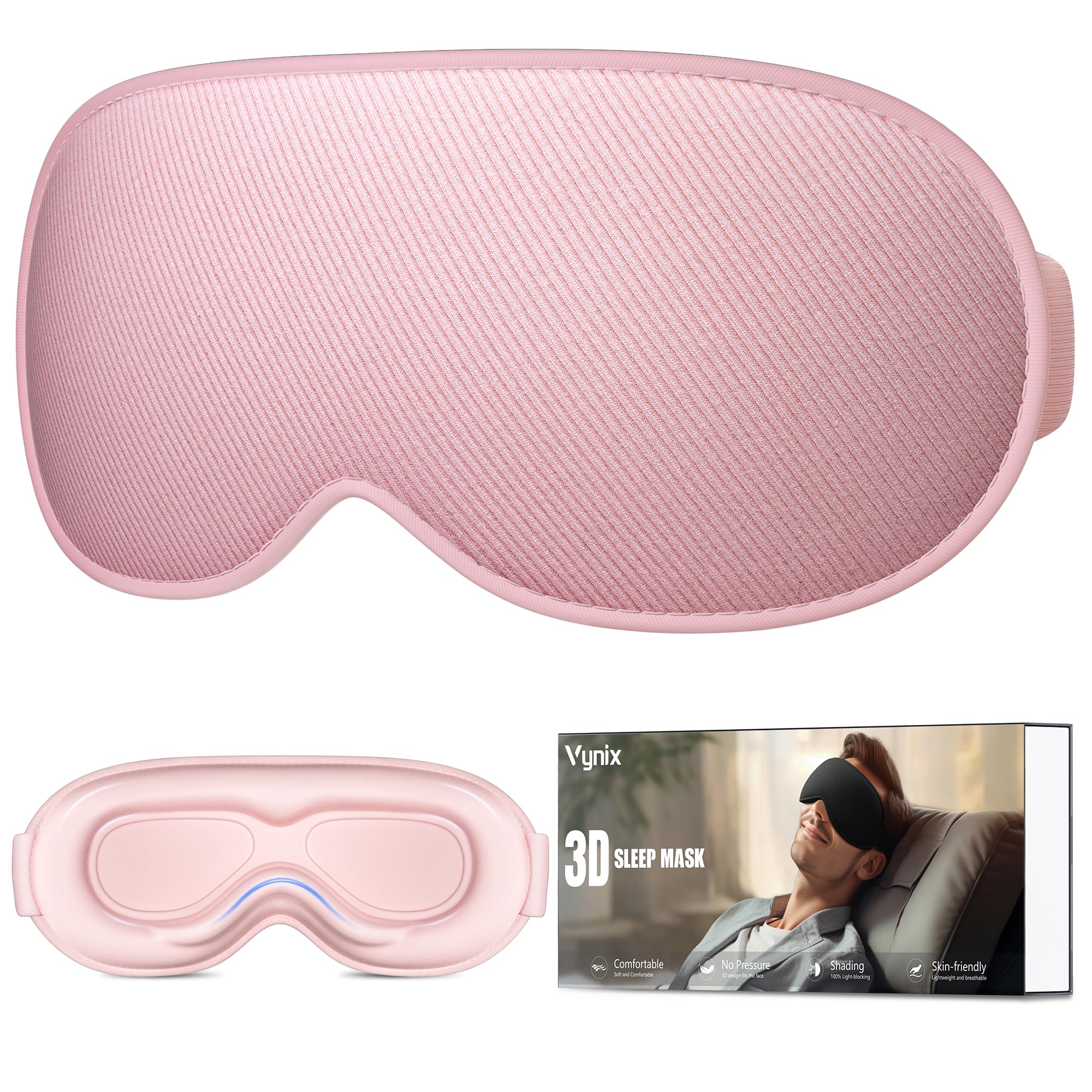 Vynix 100% Blackout Eye Mask for Sleeping - 3D Deep Contoured