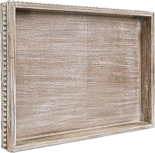 MAONAME Rectangular Wood Serving Tray, Vintage Brown Farmhouse Wood Tray
