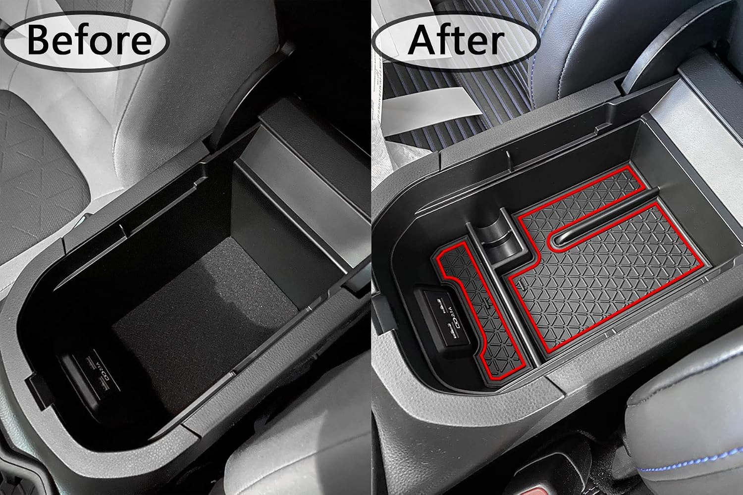 Red Trim Center Console and Glove Box Organizer Compatible with RAV4 2019 2020 2021 2022 2023 2024 Insert Tray Accessories, Armrest Secondary Storage