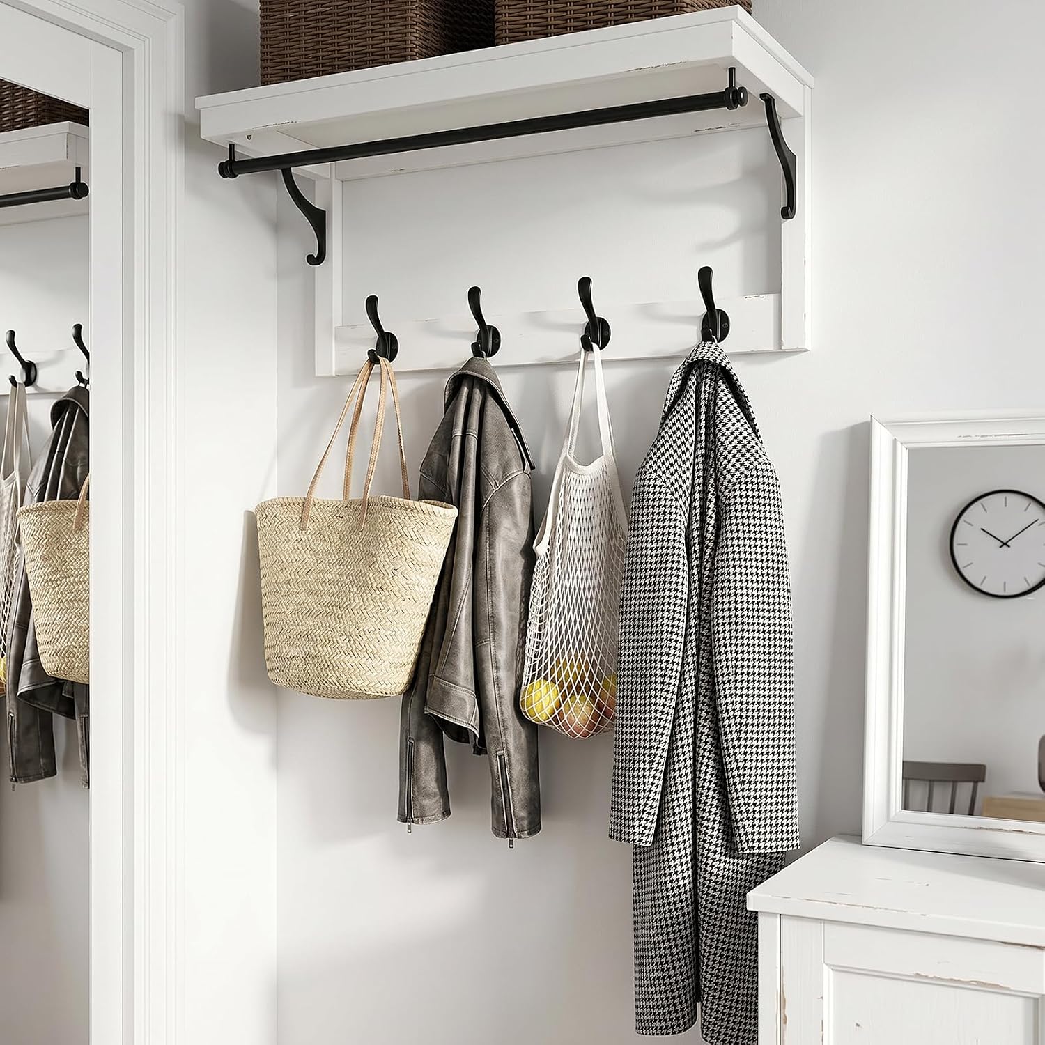 Coat Hooks Heavy Duty - Wall Mount Metal Towel Hooks Screw-in Wall Hooks for Hanging Hat, Towel, Key, Robe, Scarf, Bag, Cap (6 PCS Black)