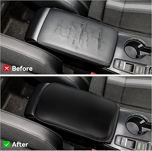 Vista 4 de Amiss Almohadilla para consola central de automóvil, cuero PU, protector de cubierta para caja de asiento de reposabrazos de automóvil, universal