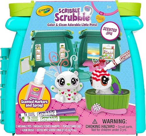 Miniatura 8 de Crayola Scribble Scrubbie Pets Spa perfumado, juego de juguetes de animales, incluye marcadores lavables y perfumados, regalos para niñas y niños, a