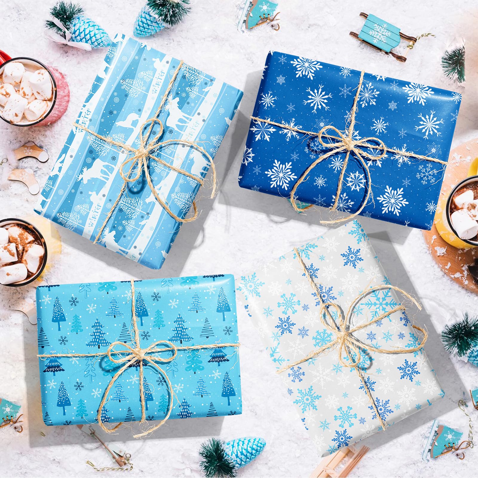 Carta da Regalo Natalizia Set,14 Fogli di Carta da Regalo Natalizia,70