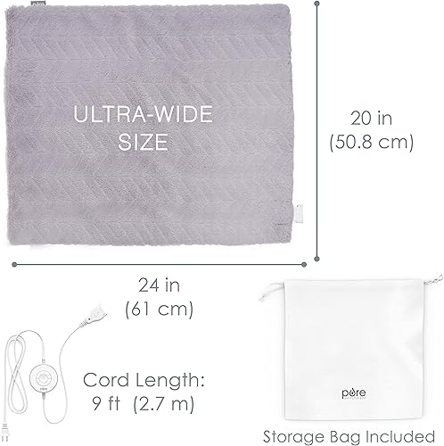 Vista 7 de Pure Enrichment PureRadiance Almohadilla térmica de lujo ultra ancha para calambres y alivio del dolor de espalda, diseño patentado, piel sintética