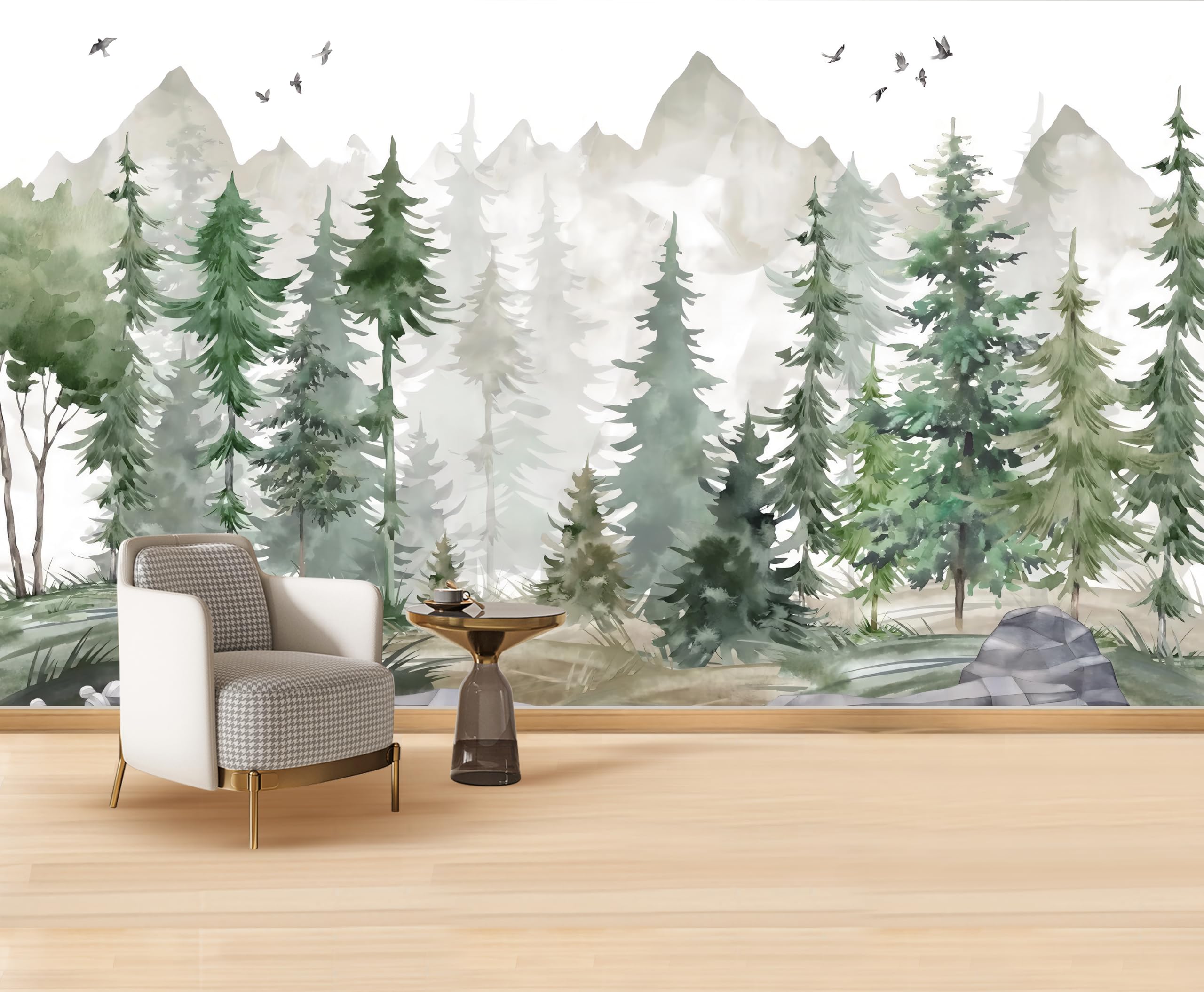 Papier Peint Panoramique Nature Des arbres jungle forêt tapisserie murales papier peint Pour fille, garçon Décoration Murale papier peint chambre enfant