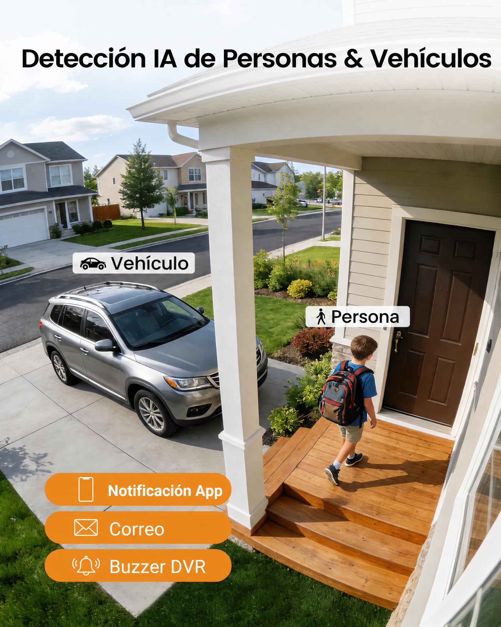 Anlapus C280 5MP Cámara de Seguridad Adicional para CCTV DVR Kit de Videovigilancia, Detección de Persona/Vehículo, Grabación de Audio