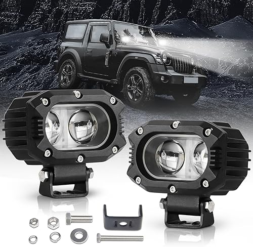 Miniatura 1 de Luz LED para camiones, 2 unidades, luz LED todoterreno con haz de inundación, luz antiniebla para ATV, UTV, SUV, camioneta, motocicleta (punto