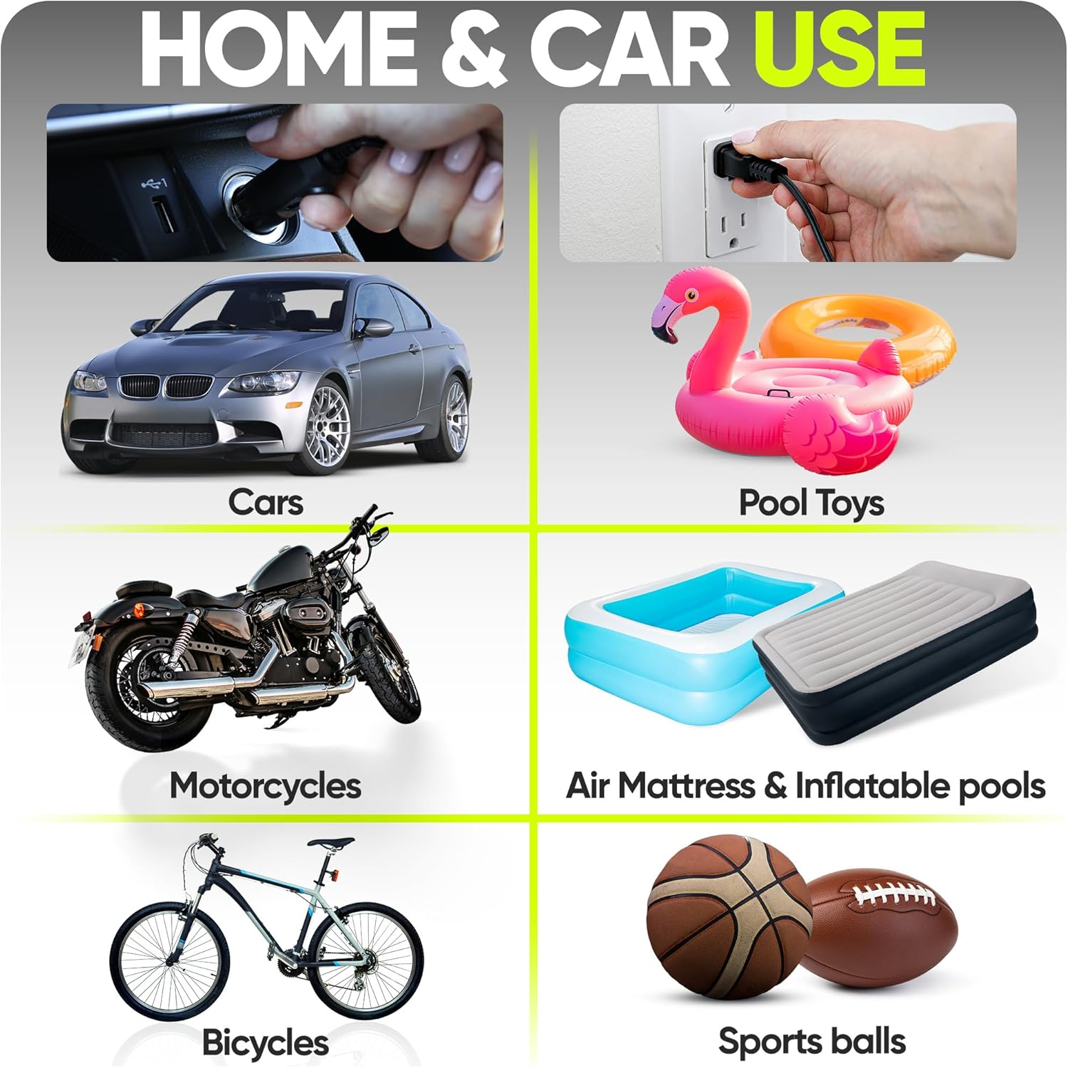 FORTEM Tire Inflator Portable Air Compressor, Air Pump for Car Tires and Bikes, Car Tire Pump w/Auto Shut Off, 150 PSI, 12V DC, LED Light, Carrying Case, for Men, Women - Image 7