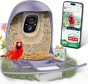 HIXX Smart Bird Feeder with Camera, AI Identify Birds & Auto Capture, 2K HD Live Camera Birdwatching with Color Night Vision for Bird Lovers Gifts (Purple) asin的图片