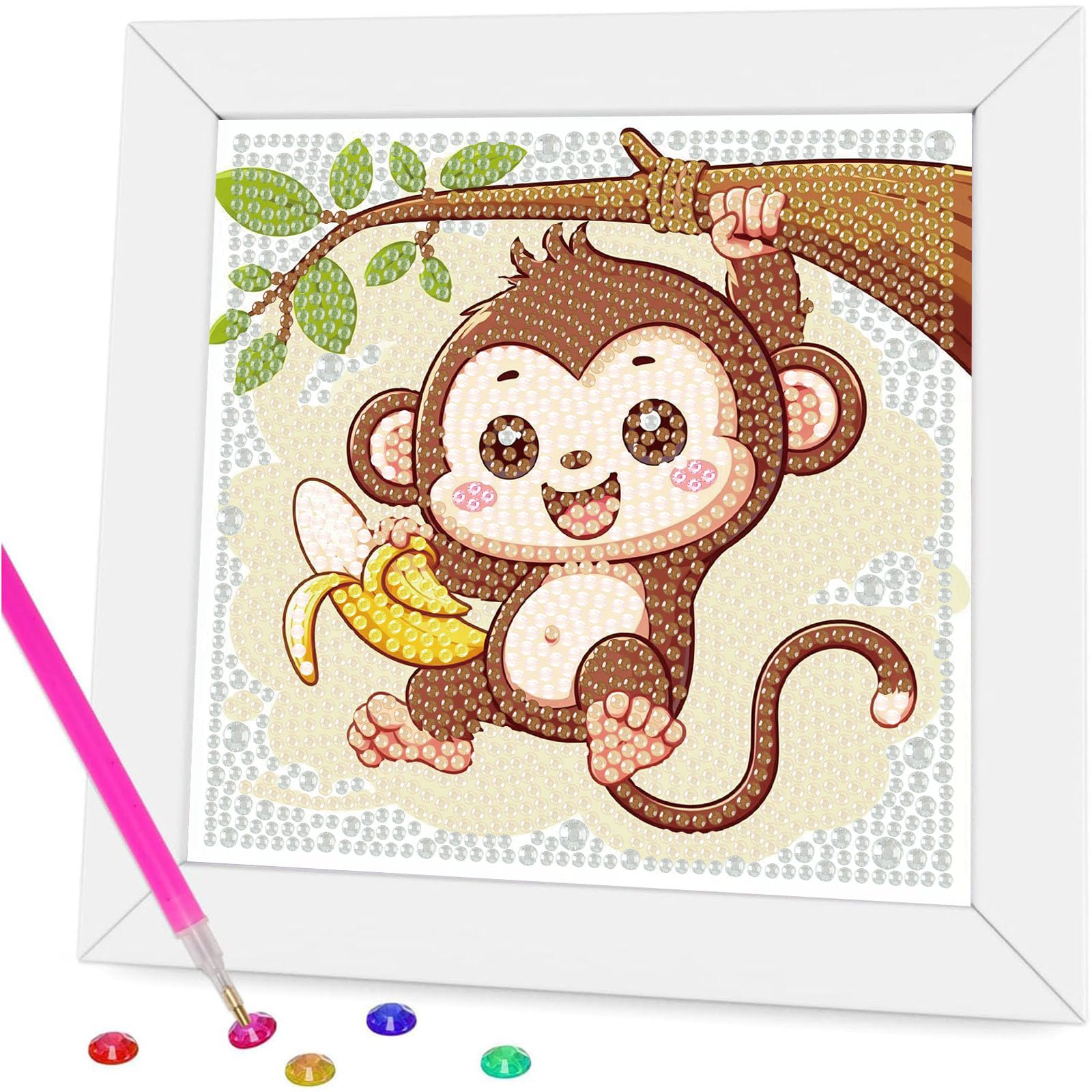 Art diamant singe : décoration murale d'intérieur pour chambre d'enfant - 8
