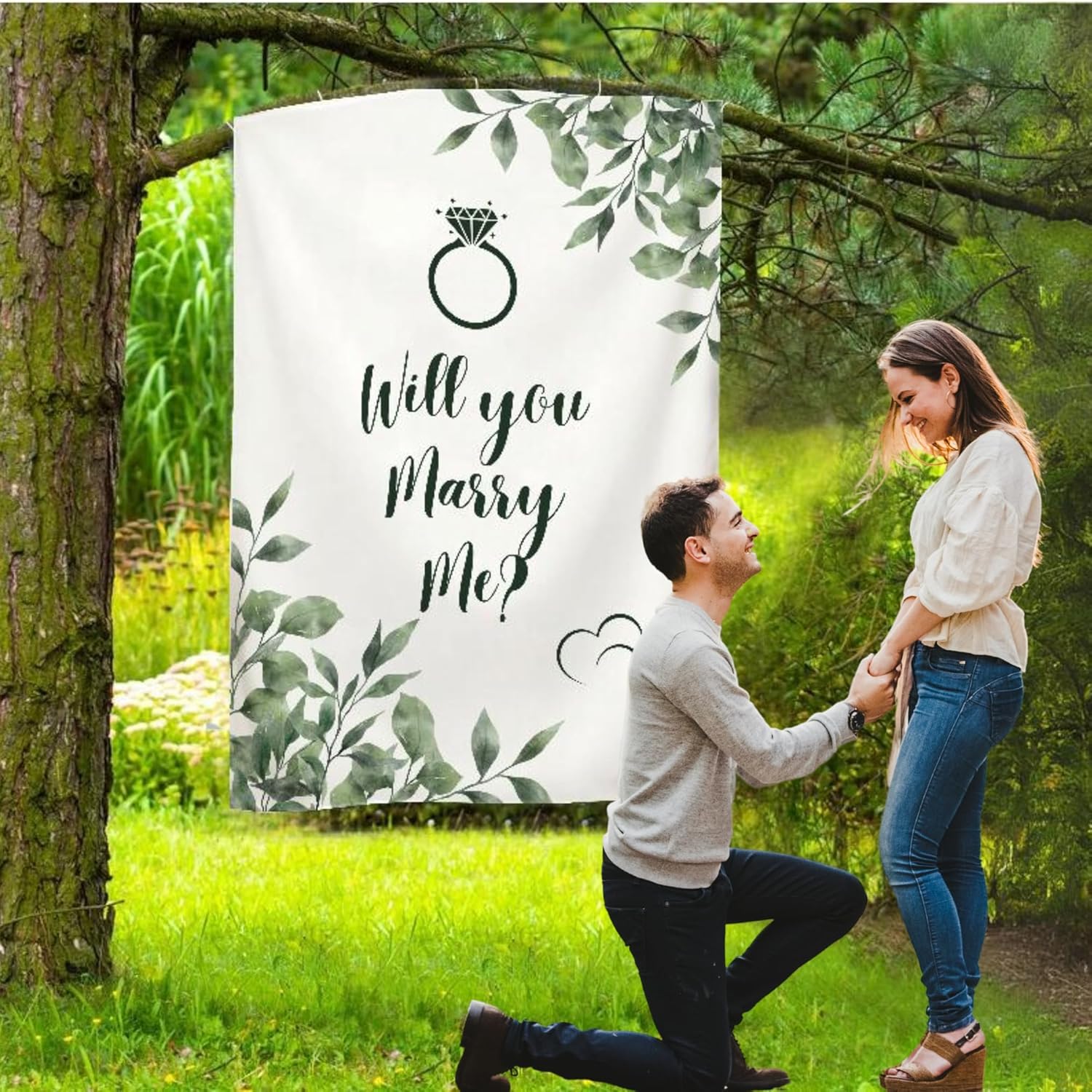Will you Marry Me Wedding Proposal Decorations, Proposal Tapestry Marry Me Sign, Ideal for Engagement Photo Shoot, 51x71 in.