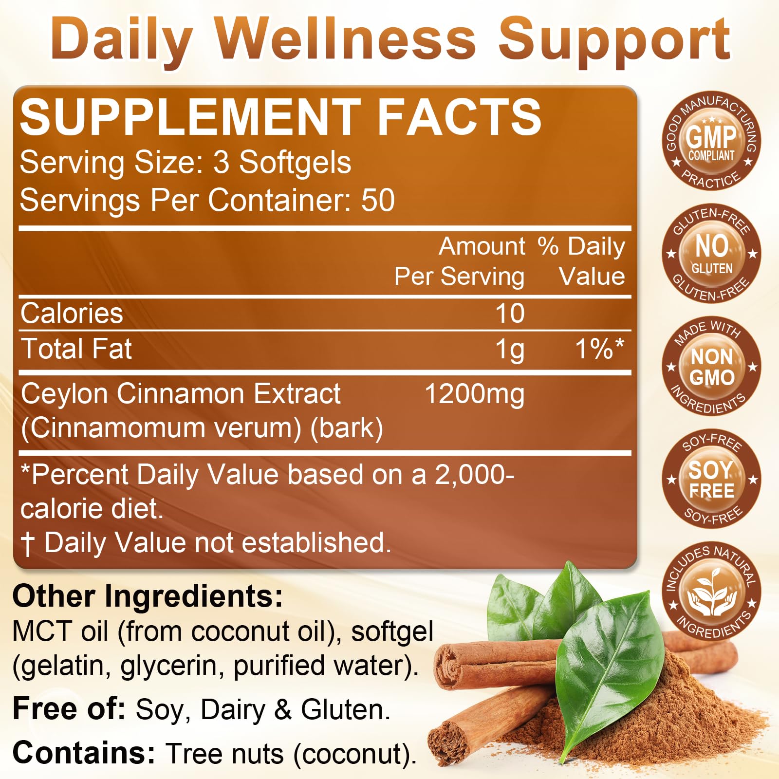 Nature's live Ceylon Cinnamon Supplement with MCT Oil, 150 Softgels — Amazon image 6